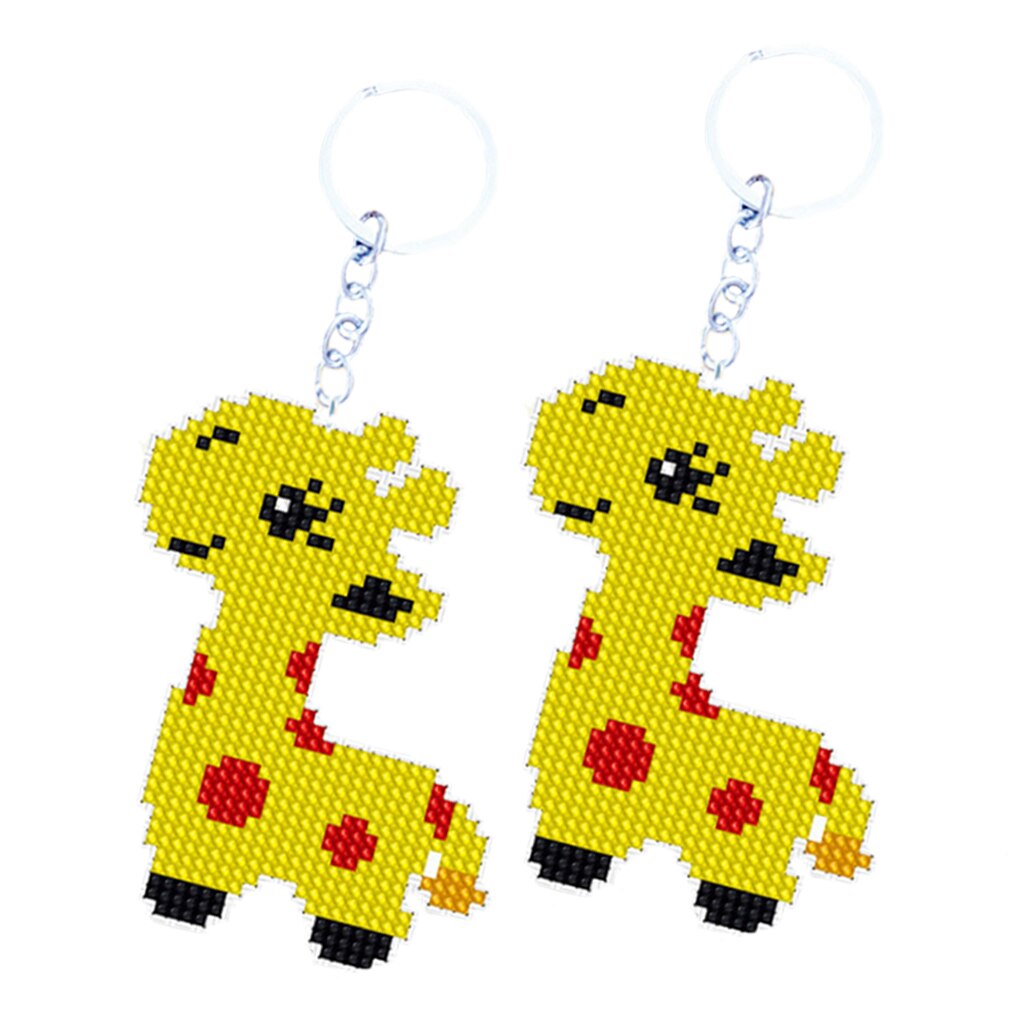 Bead Cross Stitch Kit 18CT Stamped Key Chain Embroidery Kit for Needlecraft Cross Stitch Sewing Quilting DIY Crafts