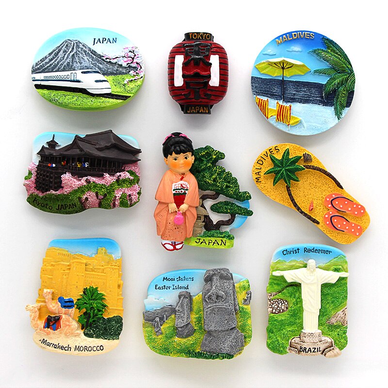 Japan Toerisme Koelkast Magneten Plakken Souvenirs Tokyo Shinkansen Chili Brazilië Marokko Souvenirs Kamer Decoratie