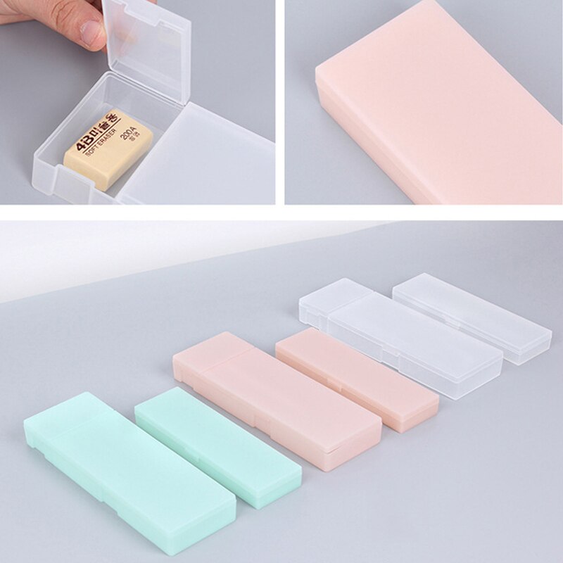 Estuche transparente sencillo para lápices, caja pequeña de plástico para almacenar bolígrafos, material de papelería para aprendizaje y oficina
