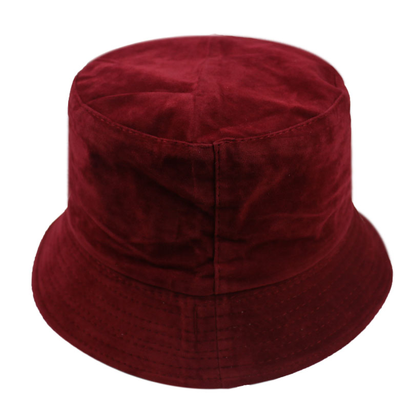 Foxmom chapéu de veludo em cor sólida, chapéu caçamba preto e branco para outono e inverno, masculino e feminino: Burgundy