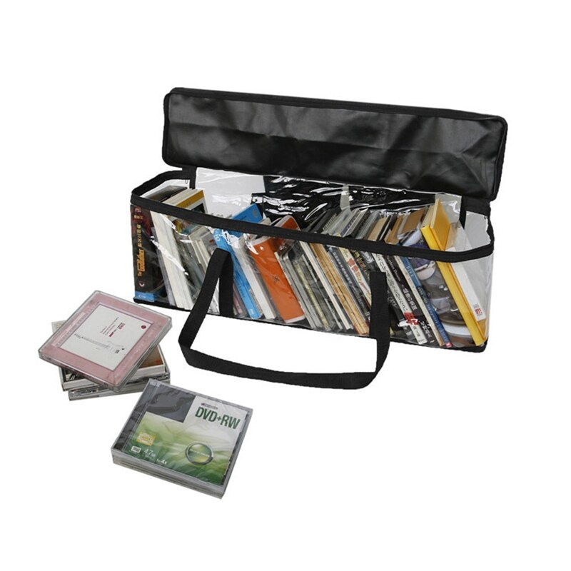 Staubdichte, transparente cd-tasche mit reißverschluss, tragegriff, aufbewahrungstasche aus oxford-gewebe: Default Title