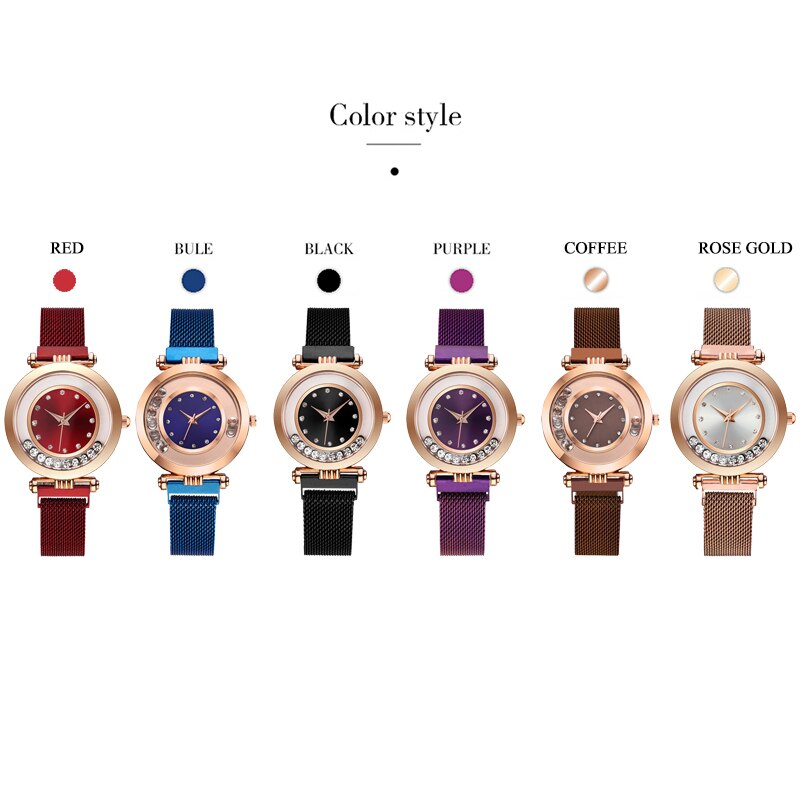 Luxe dameshorloges dameshorloge met vloeiende strass-steentjes, magnetisch dameshorloge met kwarts, relogio feminino, reloj mujer klok