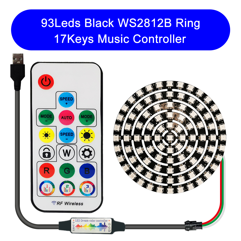 DC5V WS2812B DIY LED Ring 8 to 241 Pixels 5050 RGB Individually Addressable WS2812 Round Modules With 17Keys Music RF Controller: MULTI