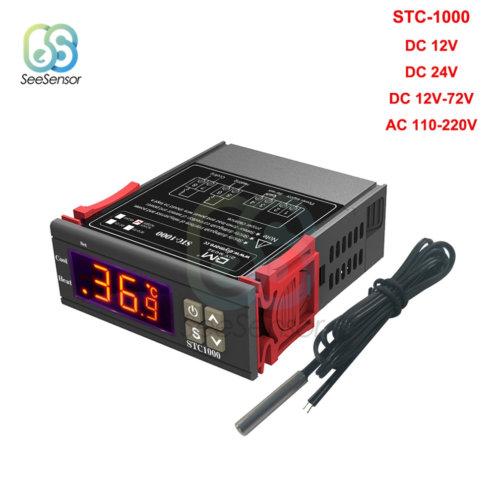 STC-1000 STC 1000 LED Digital Thermostat für Inkubator Temperatur Regler Temperaturregler Relais Heizung Kühlung 12V 24V 220V