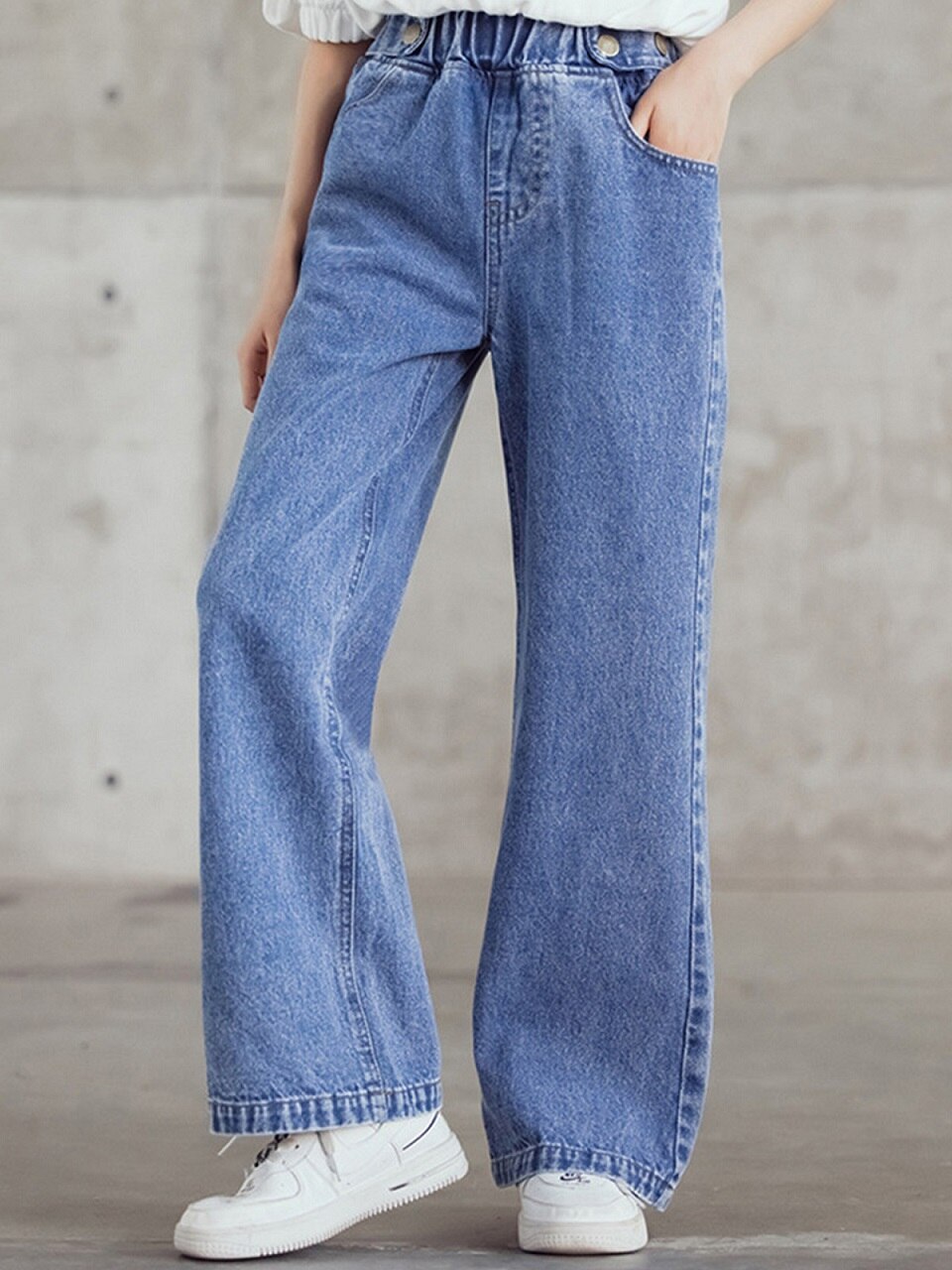 Pantalones vaqueros informales para niña adolescente, pantalón holgado de pierna ancha para niño, 5, 6, 8, 10, 12 y 13 años, primavera y otoño