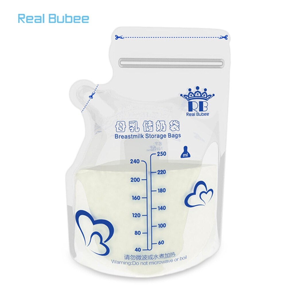 Real Bubee 30 stks 250 ml BAP Gratis Moedermelk Opslag Vriezer Bag Babyvoeding Opslag Praktische Handig Moedermelk wegwerp