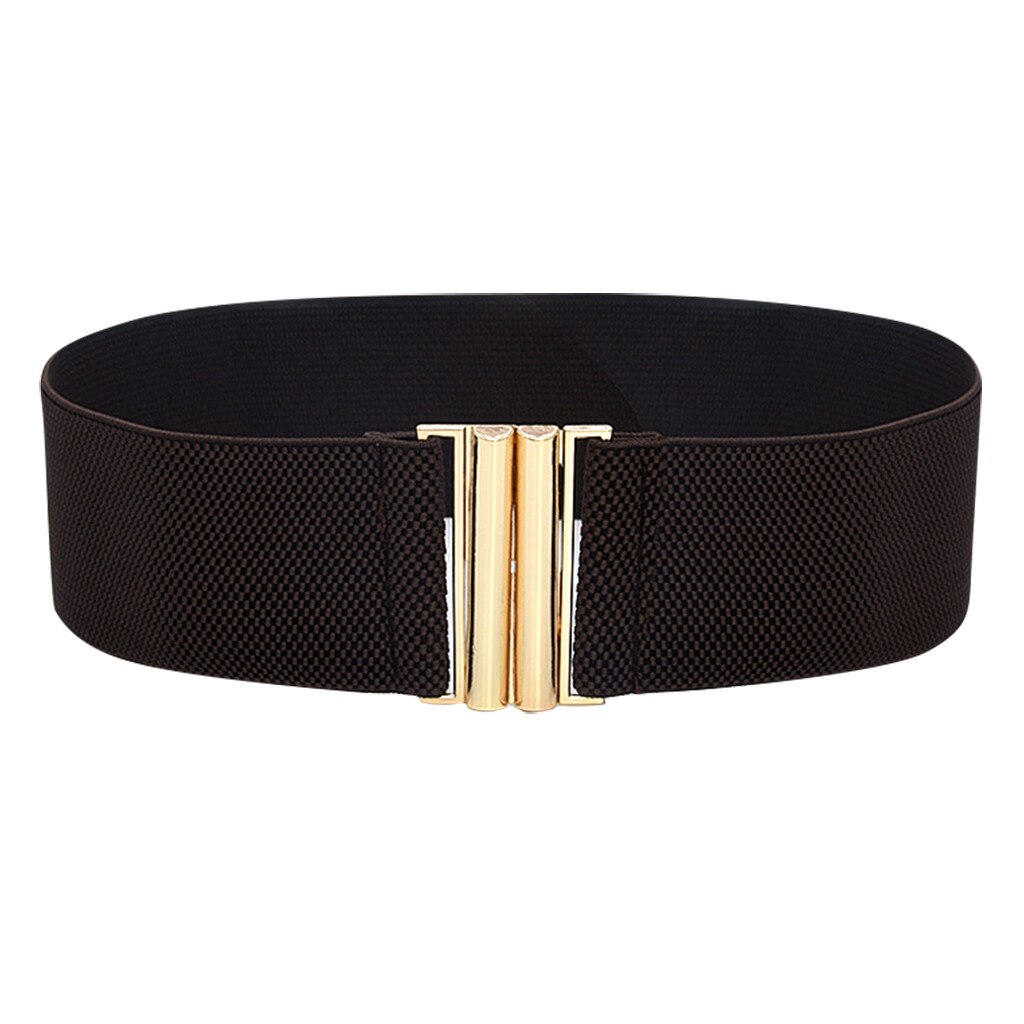Wide Elastic Belt Lady Wide Belts Women Wide Elastic Belt Buckle Waist Dress Stretch Adornment For Women Waistband #Y7: Coffee 