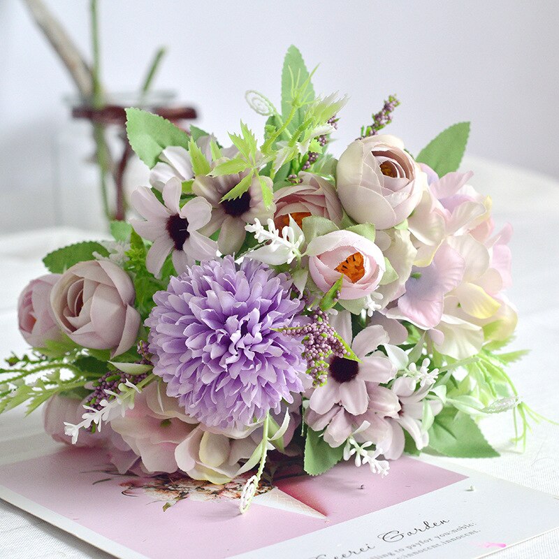 Ramo de boda de tendencia de Ins nórdico para novia, rosas de simulación hermosas, Flores artificiales para boda, Flores de utilería para fotografía