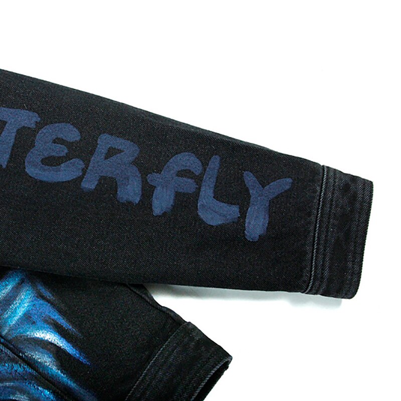 Mens Hand Geschilderd Graffiti Denim Jassen Streetwear Hiphop Herfst Mannen Vintage Punk Rock Mannelijke Knop Oversize Man Jas Tops