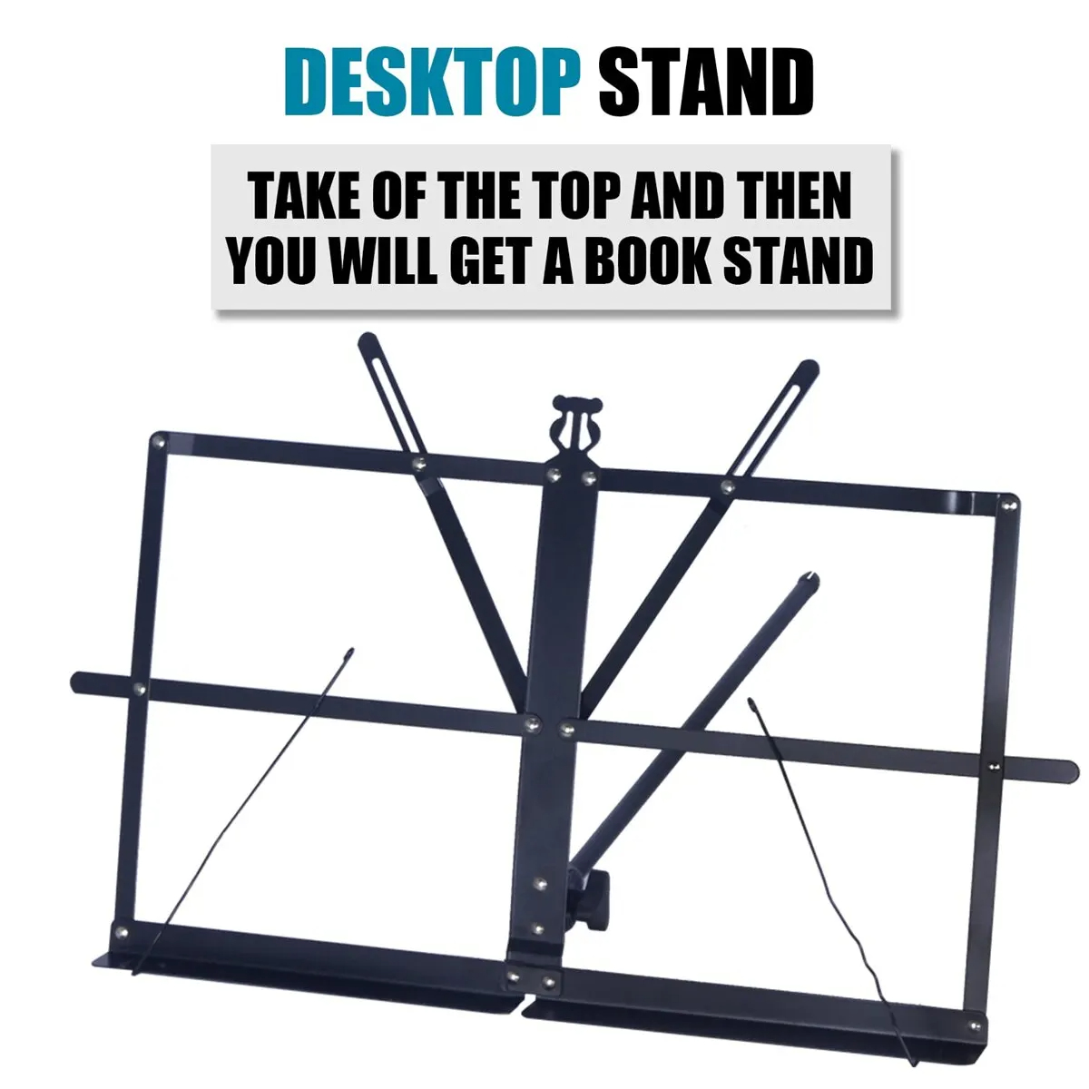 Draagbare en verstelbare stabiele muziekstandaard met draagtas - Opvouwbare en opvouwbare metalen muziekbladstandaard