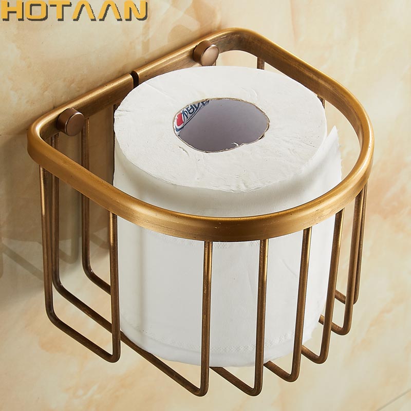 Frete Grátis Atacado E Varejo Fixado Na Parede Do Banheiro Suporte de Papel Higiênico de Bronze Antigo Rolo Tissue Box YT-1392