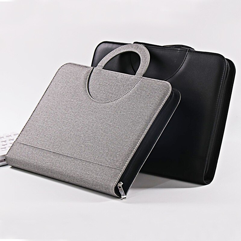 A4 pärm dokument mapp ring skåp fall manager padfolio företag organisatör hållare blixtlås kontor hand portfölj väska