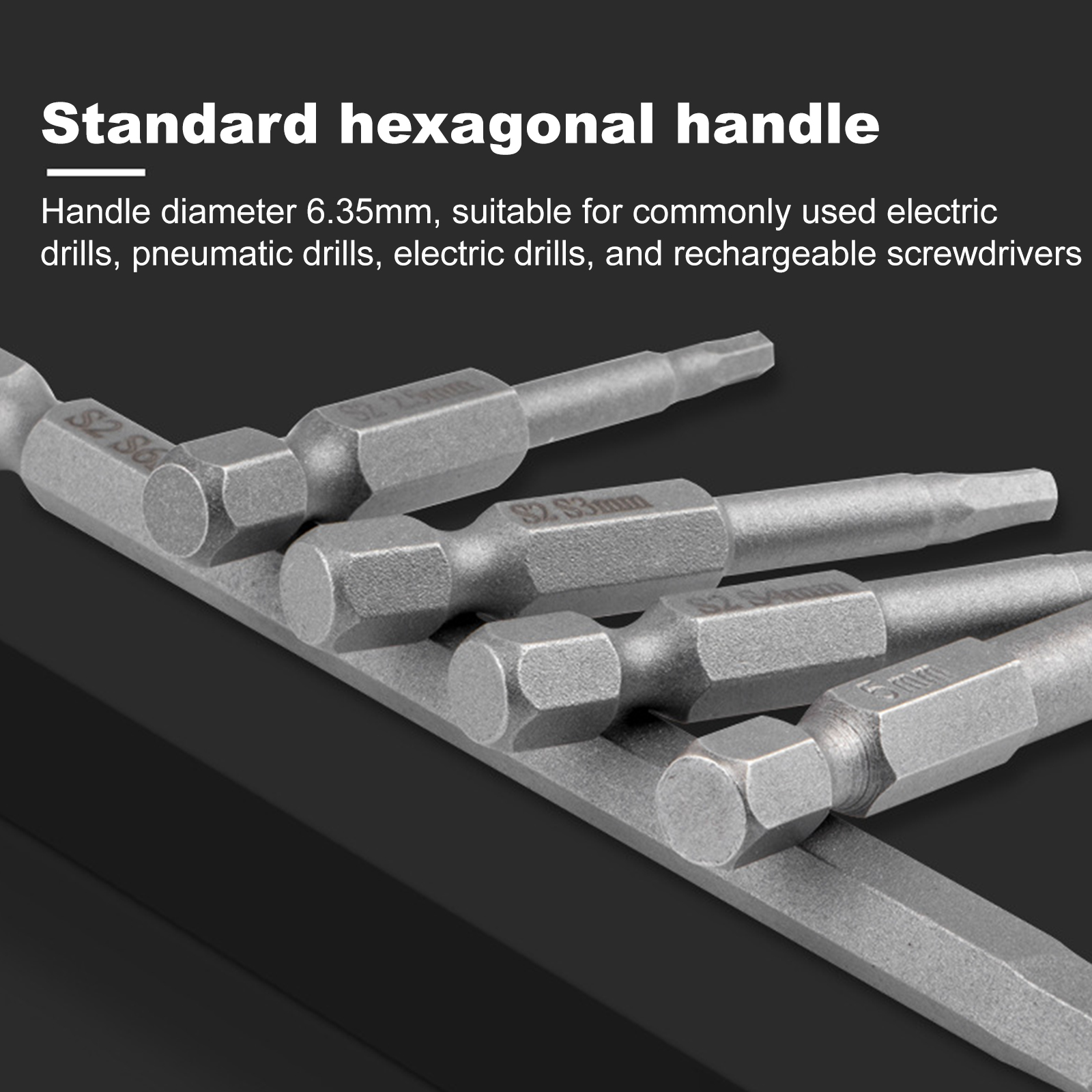 Juego de puntas de destornillador magnético métrico, llave Allen con cabeza de vástago hexagonal de 1/4 ", 8/10 Uds.