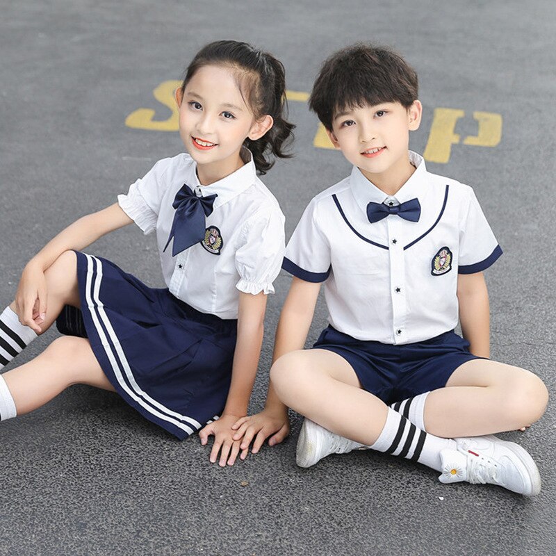 japanese school uniform summer short-sleeved college style suit children British style uniformes estudiantes