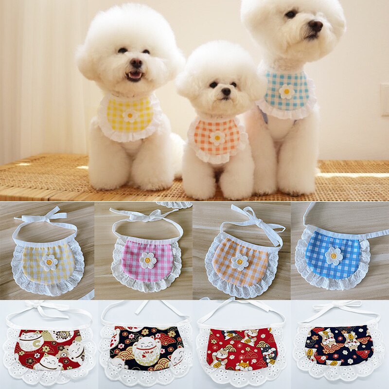 Mode Plaid Hond Bib Huisdier Kraag Huisdieren Levert Teddy Puppy Kleding Halzen Sjaal Huisdier Kraag Bloem Sjaal Hond Sjaal kat Sjaal