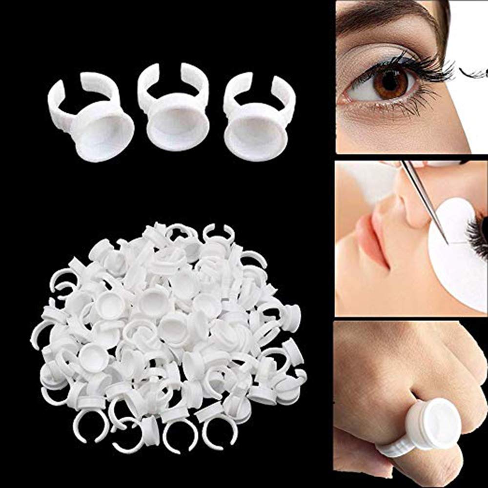 300/500/1000 Stuks Medium Size Plastic Tattoo Pigment Inkt Ringen Cups Make Ringen Tattoo Lijm Holder Adhesive make-Up Lijm Ringen