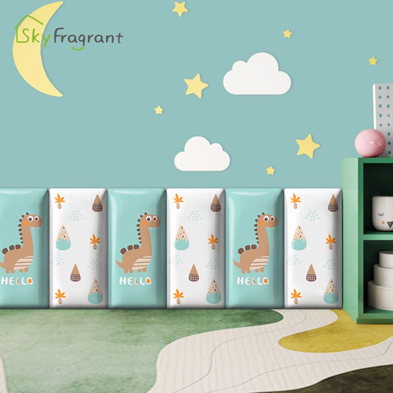3D Anti Collision Leuke Dinosaurus Zachte Muurstickers Voor Kinderen Kamers Decor Prinses Kamer Nursery Zelfklevende Plint Decoratie