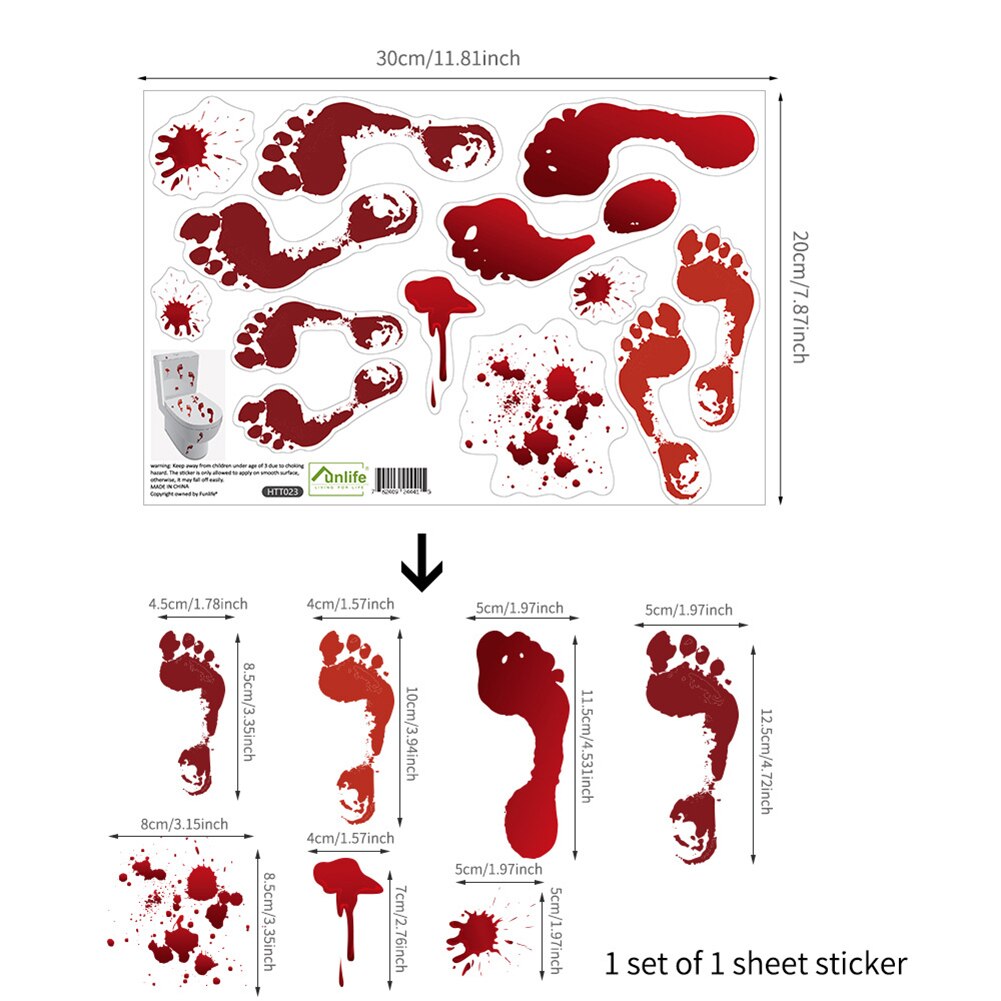 Scary Wall Stickers Footprints Halloween Series Toilet Stickers Wall Decoration: HTT023
