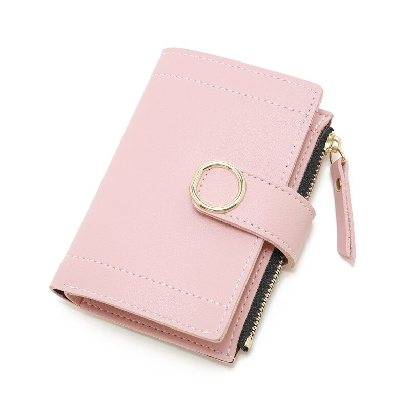 Women Leather Small Wallet Card Holder Solid Color Short Lovely Purse Zip Coin Purses Clutch Handbag Coin Purse: 4