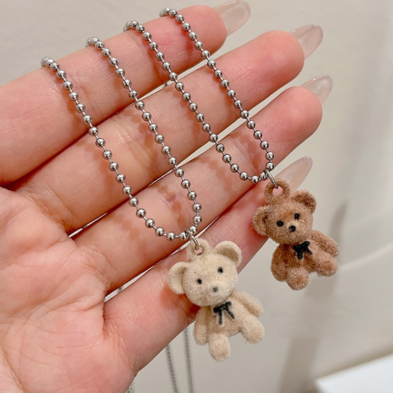 Massaal Beer Bruine Teddybeer Dame Leuke Hanger Ketting Kleine Dieren Hanger Mode Kettingen Vriendschap Sieraden Accessoires