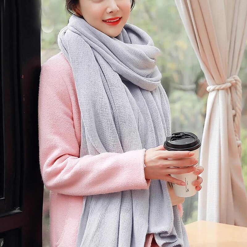 Estilo Simple Otoño Invierno mujer Lana escocesa bufanda mujer Cachemira bufandas chales largos abrigo manta dropshopping