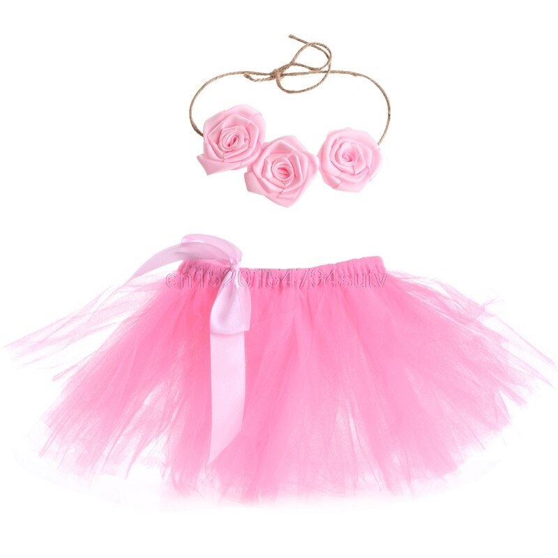 Baby piger tutu nederdel hårbånd foto prop kostume outfit dejlige  #h055#: Lyserød