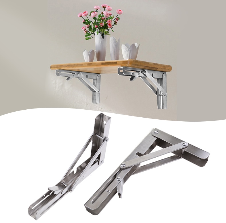 304 Stainless Steel Folding Shelf Bench Table Folding Shelf Bracket Long Release Arm Multipurpose folding Shelf Bench Bracket