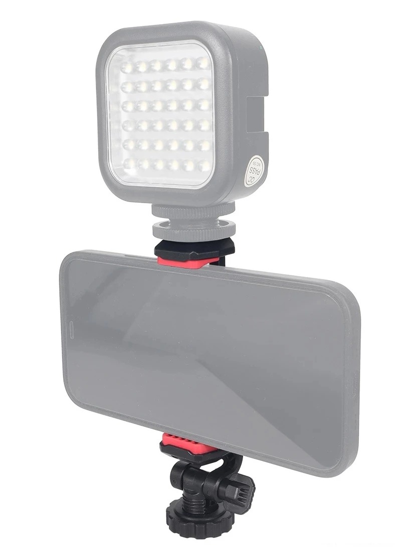 360 ° roterbart telefonfäste med stativ för iphone 14 13 12 pro max smartphone med kall sko för mikrofonlampa, telefonklämma