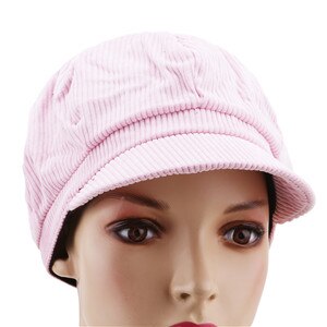 Gorra de pana estilo intelectual Retro para mujer, gorro con Cierre trasero, accesorios de sombrero de ocio,: Pink