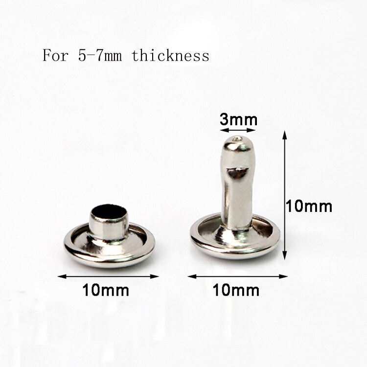 Leather Rivets Kit 100 Sets Double Cap Brass Rivets Studs: silver 10x10mm