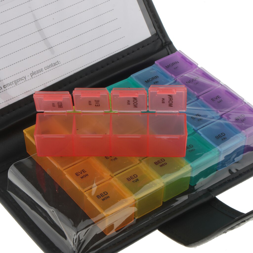 2 stuks reispillendoos leren organizer wekelijkse medicijndoos voor thuis, reizen, kamperen, wandelen, buitensporten