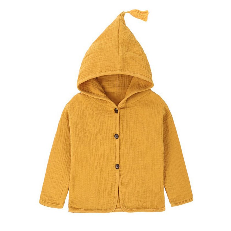 Overdele skjorte piger jakker børn baby drenge tøj kvast hat bomuld linned børn cardigan 1-6y bluse småbørn: Gul / 2t