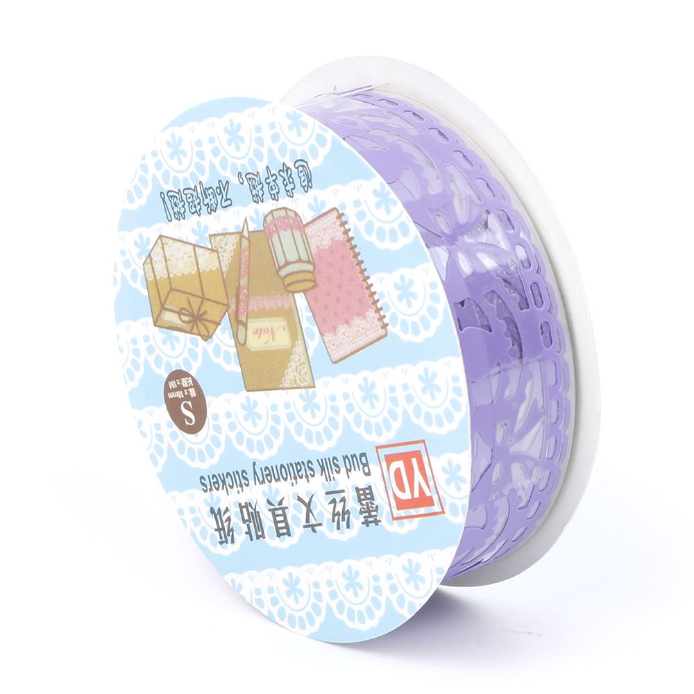 1 st diy washi spets washi tejp dekorativ klistermärke scrapbooking papper tejp självhäftande prydnad diy album brevpapper: Lila