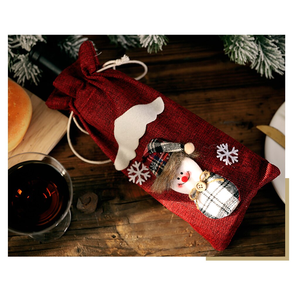Kerst Wijnfles Cover Santa Sneeuwpop Fles Case Jaar Kerst Fles Verpakking Bag Kerst Decoratie Voor Thuis