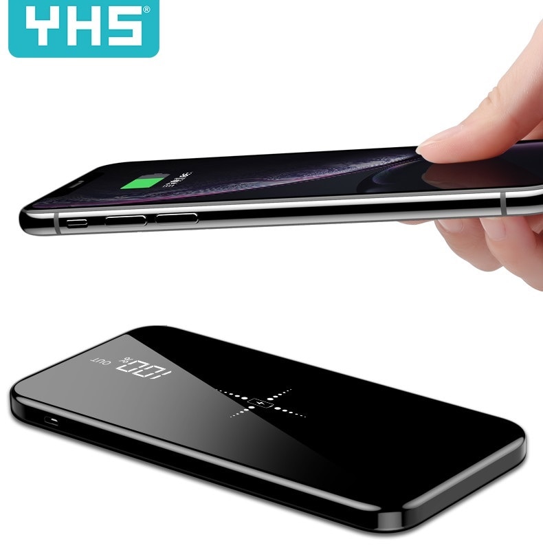 Quick Charge Wireless Power Bank Dual USB Mirror Screen 30000mAh Wireless Charger Powerbank Bateria External For iphone8 X