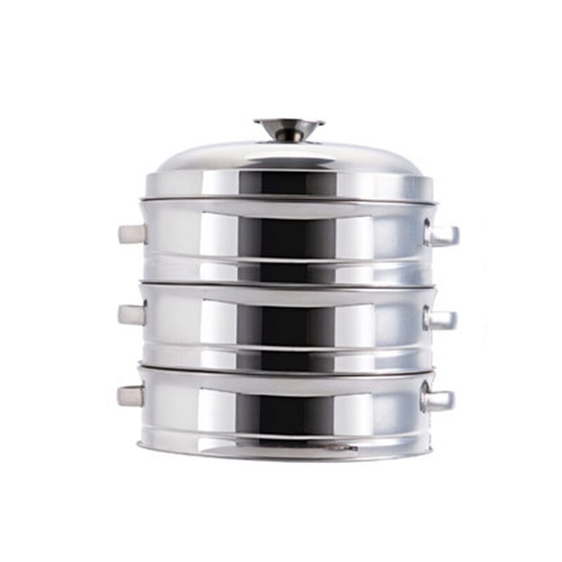 Chinese Cookware Stainless Steel Thickened Steamer Multi-function Soup Steamer Kitchen Fish Rice Vegetable Universal Steamer: 3 floors