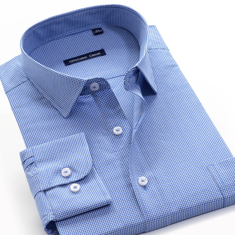 Stor størrelse 5xl 6xl 7xl 8xl 9xl 10xl fine rutete houndstooth tilfeldig langermet skjorte merkeklær 100%  bomullsskjorte menn: 953065 / 10xl