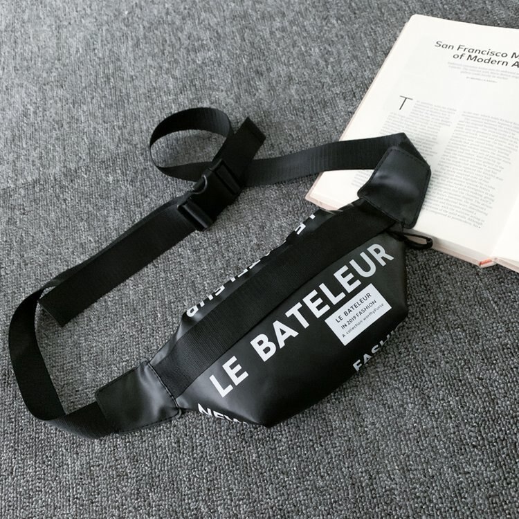 Saco da cintura das mulheres das letras rua hip hop cinto saco de alta qualidade couro do plutônio fanny pacote feminino ombro crossbody sacos peito bolsa: Black belt bag