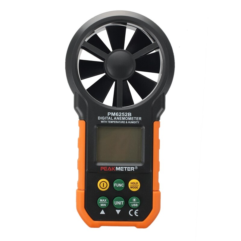 PEAKMETER PM6252A PM6252B LCD Digital Anemometer thermometer Wind Air Velocity Tester Humidity Temperature Backlight RH USB Port: PM6252B