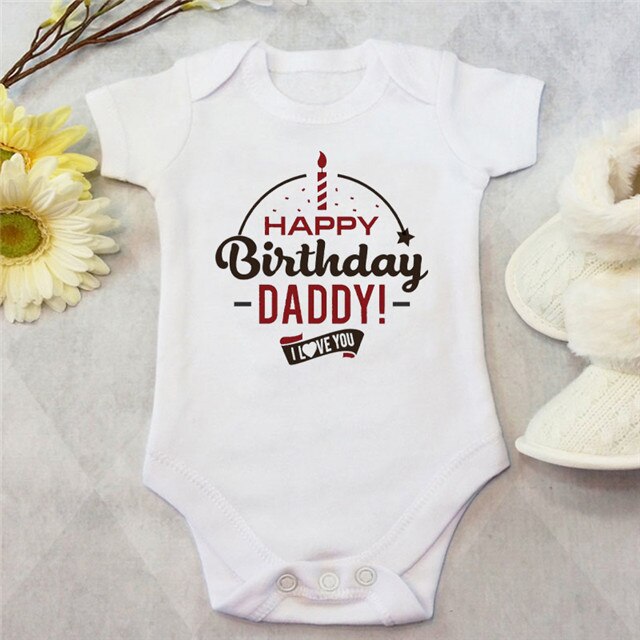 Gelukkige Verjaardag Daddy Baby Onesie Grappige Grafische Gedrukt Body Baby Groeien Voor Baby Peuter Jongens Meisjes: white / 12-18M