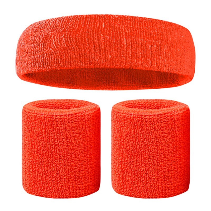 Pols Sport + 1 Pc Hair Band Wrap Bandage Fitness Hand Ademend Zweet Ondersteuning Polsband Absorberende Hoofd Wrap Katoen Set: O