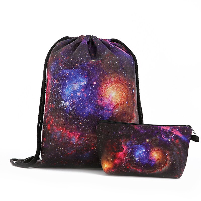 Sterrenhemel rugzak tassen trekkoord cosmetica pak bedrukking reizen heren tassen dames schouder softback reizen unisex: Stijl 1