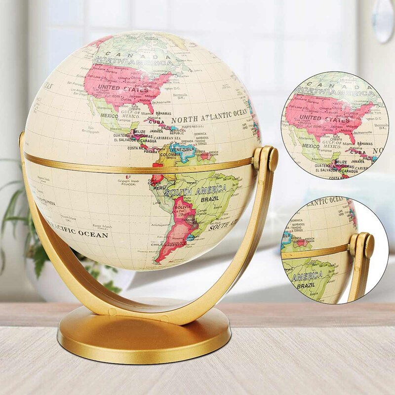 Globo terráqueo giratorio Retro, decoración de escritorio para oficina y hogar, Mapa Educativo, suministros escolares