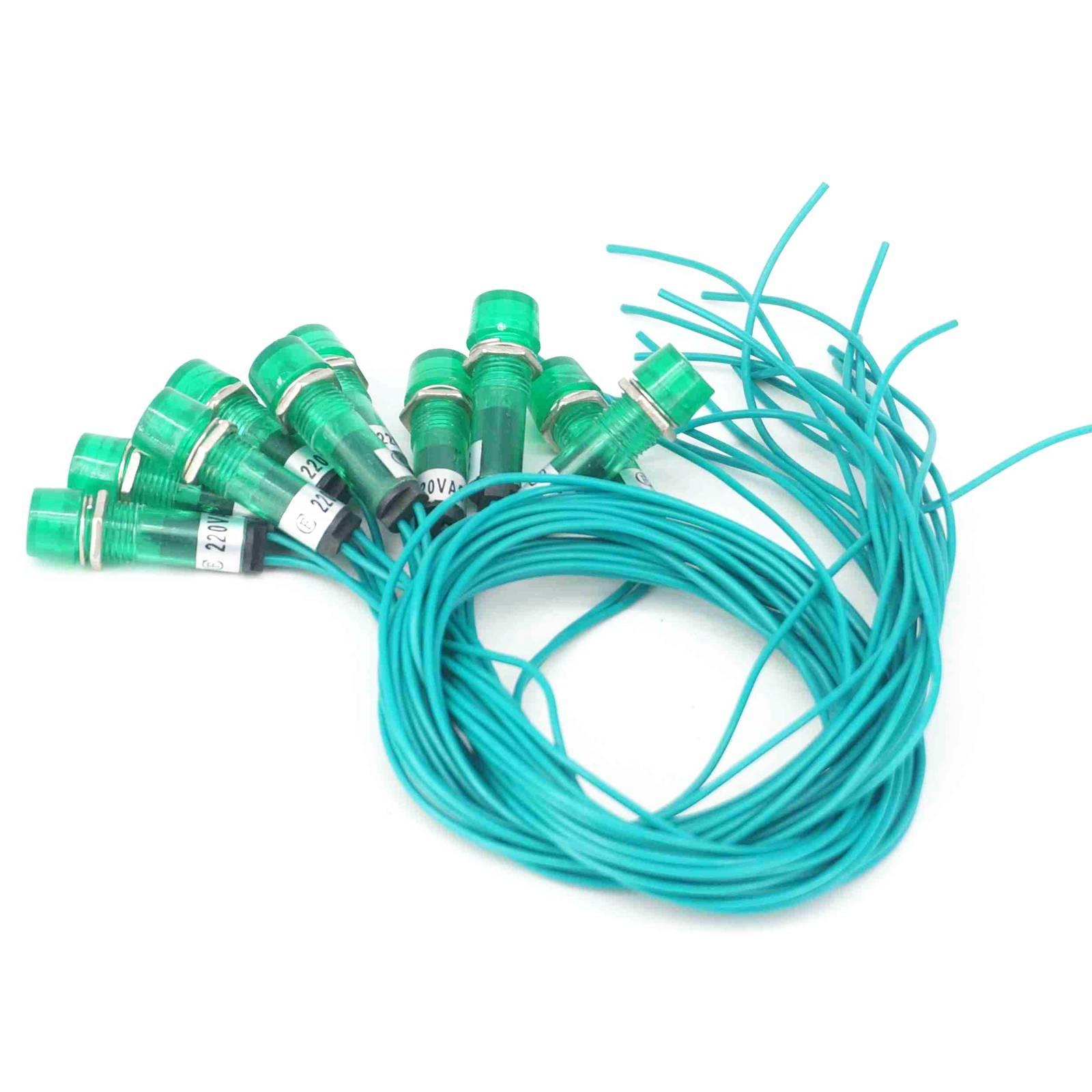 10PCS 220V Green Indicator Lamp Signal Switch Light Special For Water Heater Food Grade