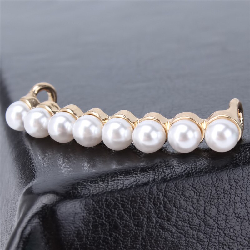 1 pieza de decoración de cordones de zapatos, accesorios de zapatos de perlas blancas, accesorios decorativos para zapatos de mujer, hermosas perlas brillantes con Clip