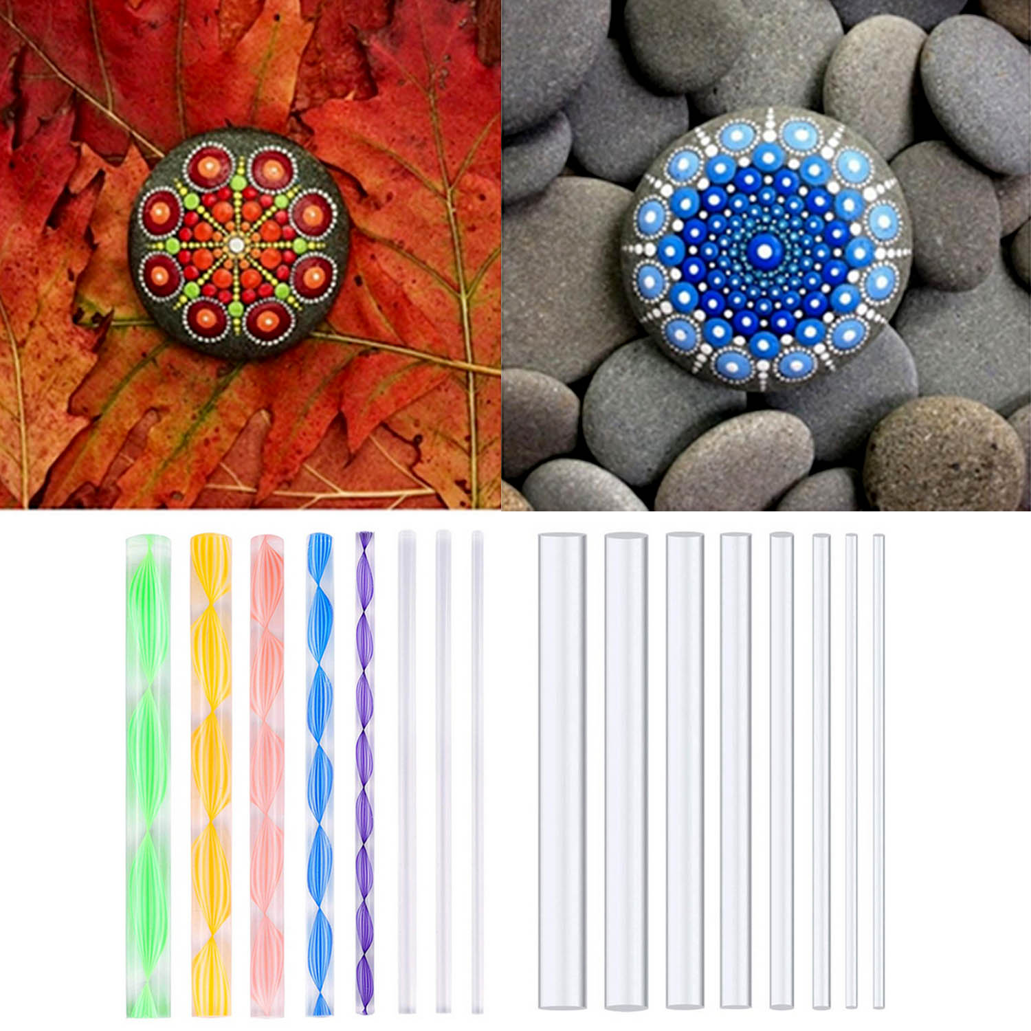 8 stk akrylstænger mandala prikker sæt til træ lærred sten stof vægkunst keramik ler papir blomster prægning håndværk
