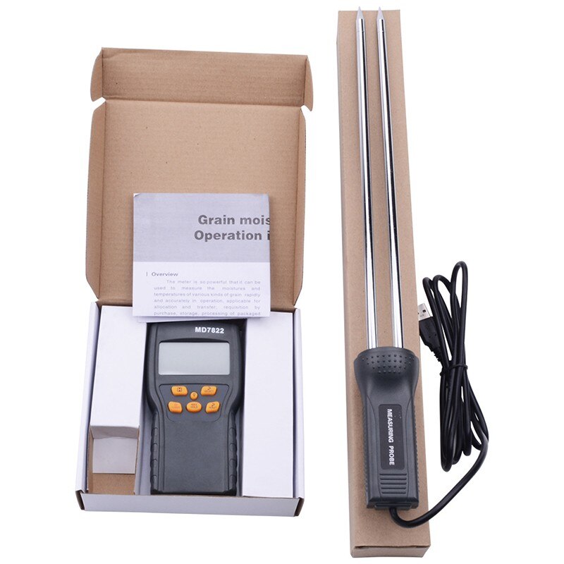 Intelligent Grain Moisture Temperature Meter Analyzer Thermometer Humidity Hygrometer water Damp Detector Tester Measuring Probe