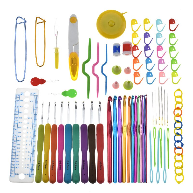 Crochet Hooks Set With Case 14 Styles Knitting Needles Set DIY Needle Arts Craft Scissors Markers Sewing Tools GYH