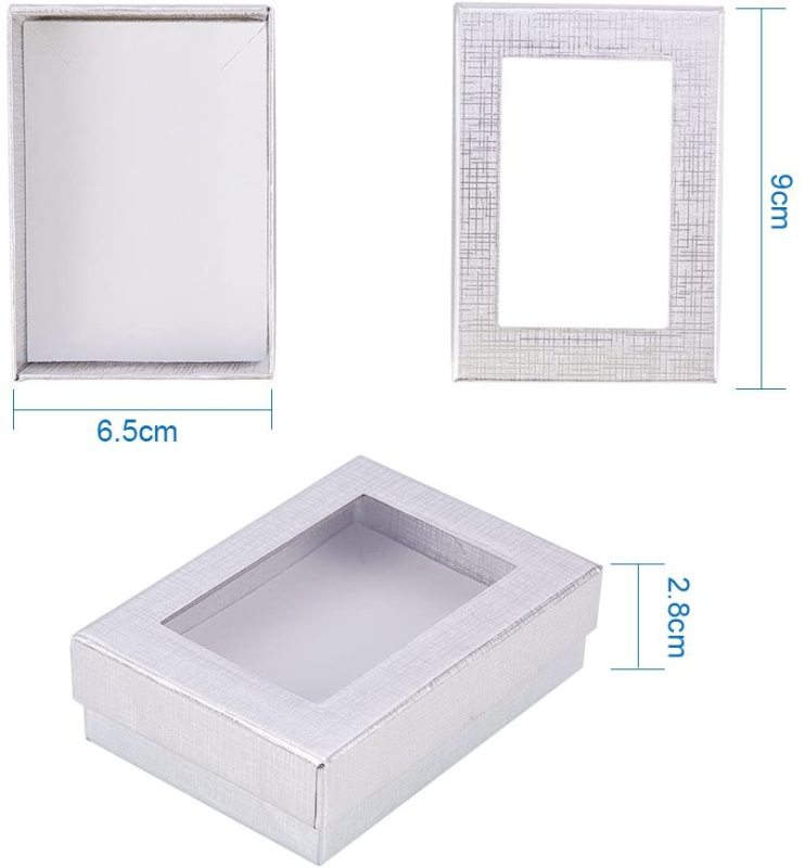 24 Stück Schmuckschatullen aus Pappe, 3,54 x 3,54 x 1,18, quadratische Kartons aus Papier, Kraftpapier, Geschenkverpackungsbox für Weihnachten: Blau