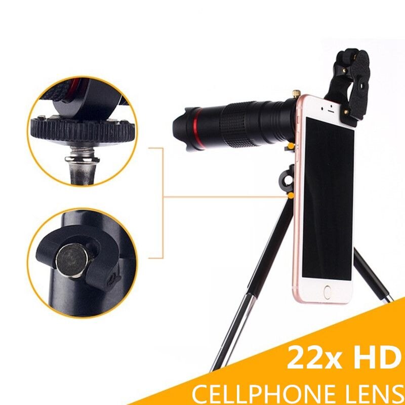 Hd 4k 22x zoom mobiltelefon teleskop linse tele ekstern smartphone kamera linser til iphone sumsung huawei telefoner